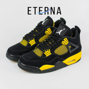 Sepatu Nike Air Jordan 4 Retro Black Thunder Yellow Sneakers Authentic