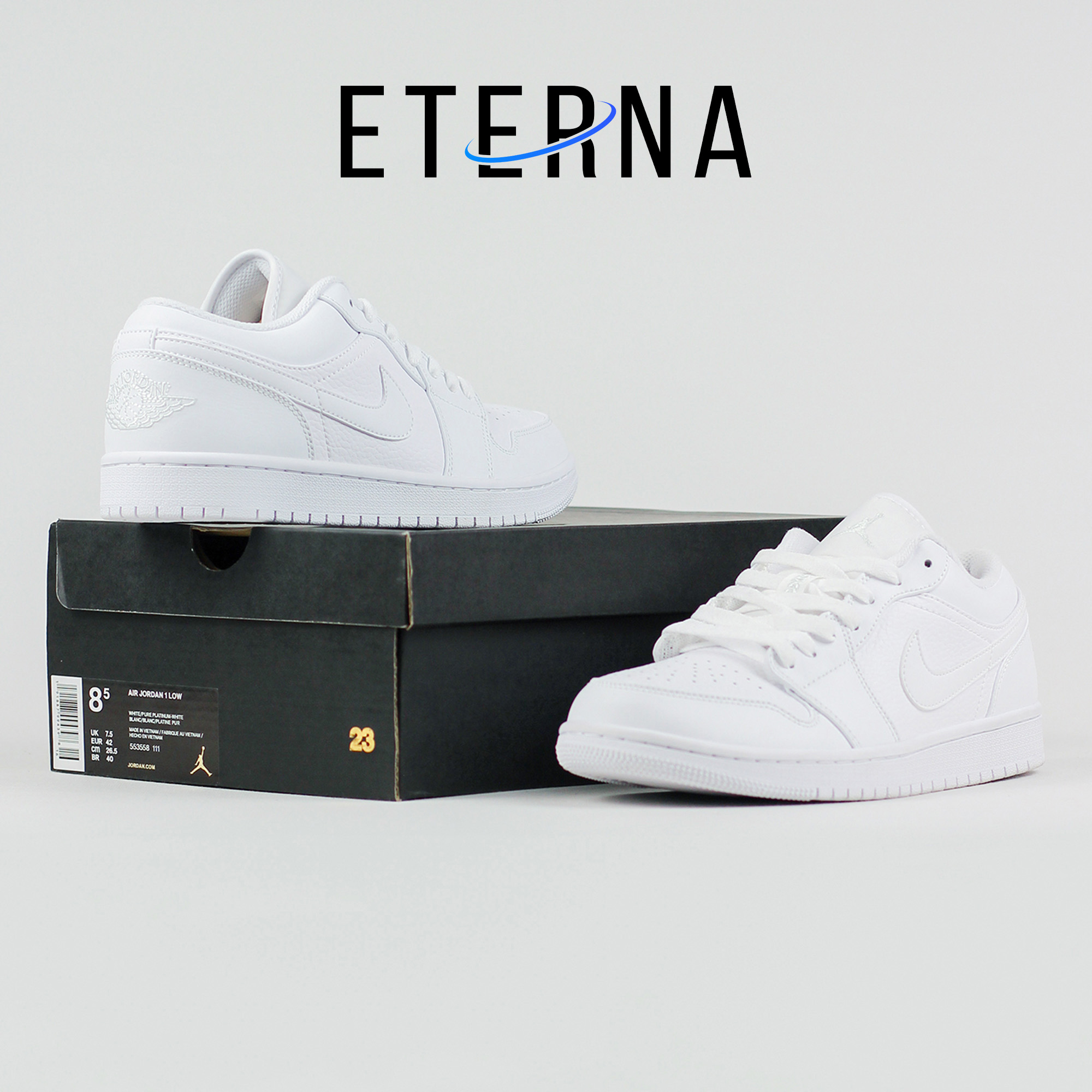 Nike Air Jordan 1 Low Allwhite Pure Platinum Triplewhite Full White Authentic - Image 5