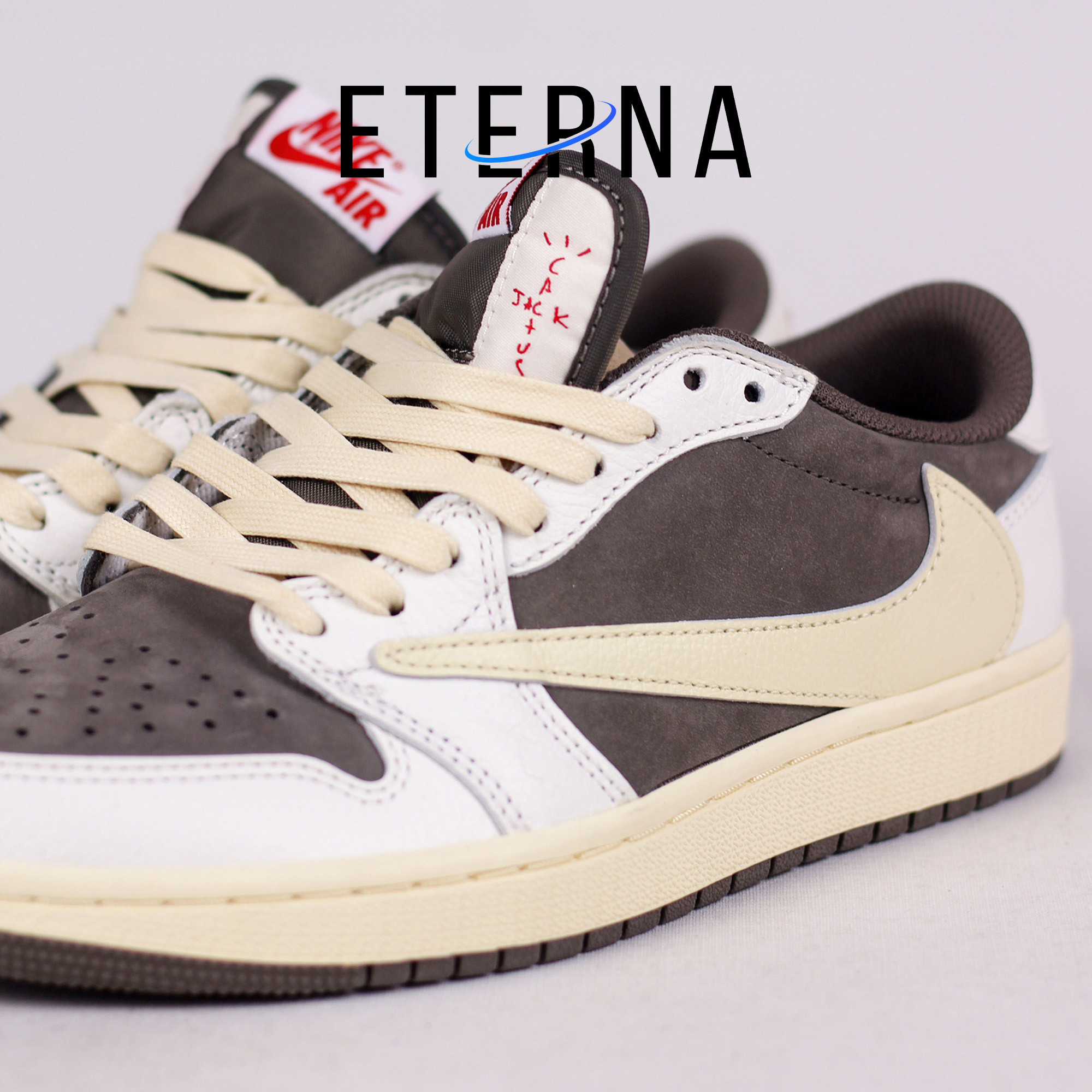 Nike Air Jordan 1 Low x Travis Scott Reverse Mocha Brown White Authentic - Image 3