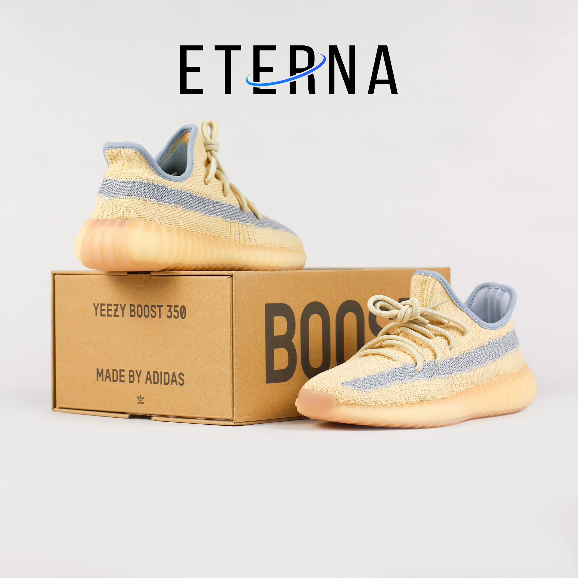 Sepatu Adidas Yeezy 350 Boost V2 Linen Cream Sneakers Authentic - Image 5