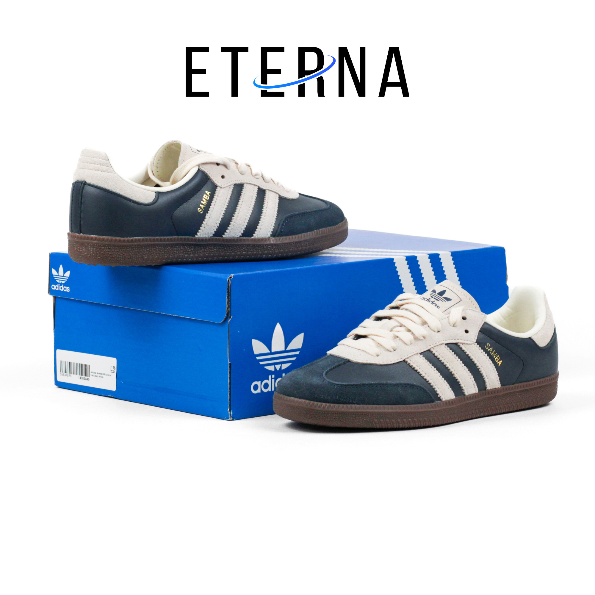 Sepatu Adidas Samba OG Aurora Ink Cream Gum Navy Sneakers Authentic - Image 4