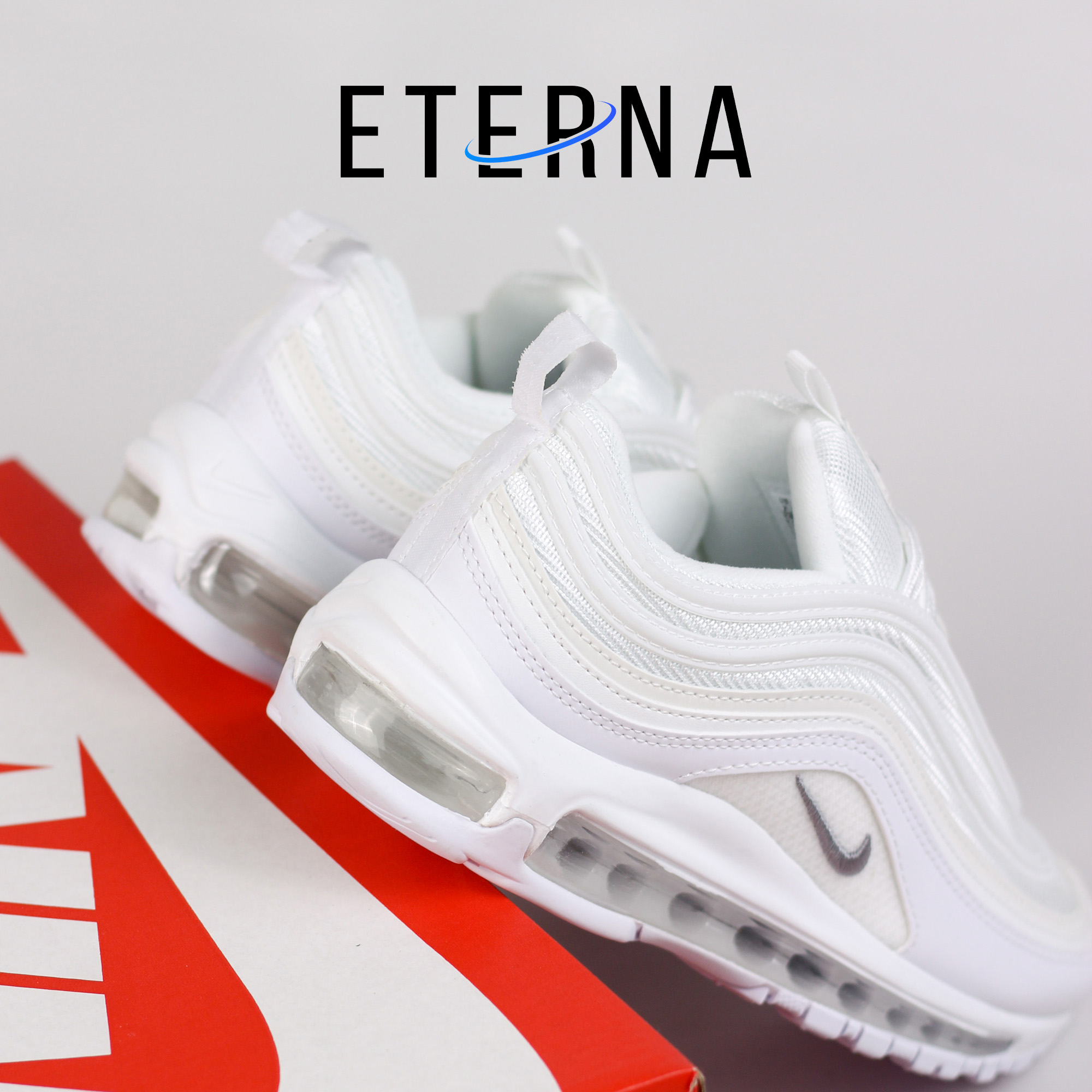 Sepatu Nike Air Max Airmax 97 Triple White Allwhite Sneakers Authentic - Image 4