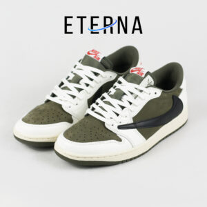 Sepatu Nike Air Jordan 1 Low x Travis Scott Medium Olive Green