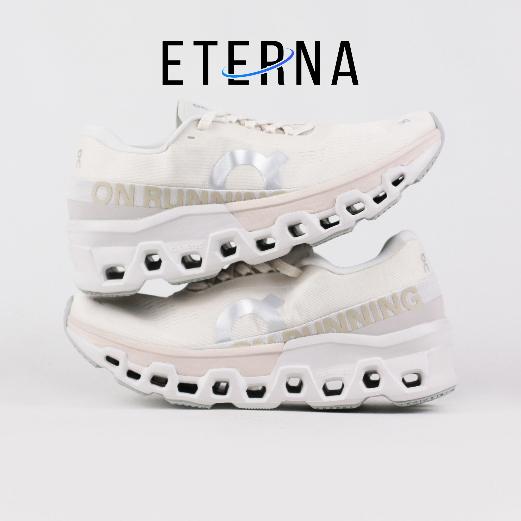 Sepatu On Cloudmonster 2 Sand Frost Beige White Sneakers Authentic - Image 2