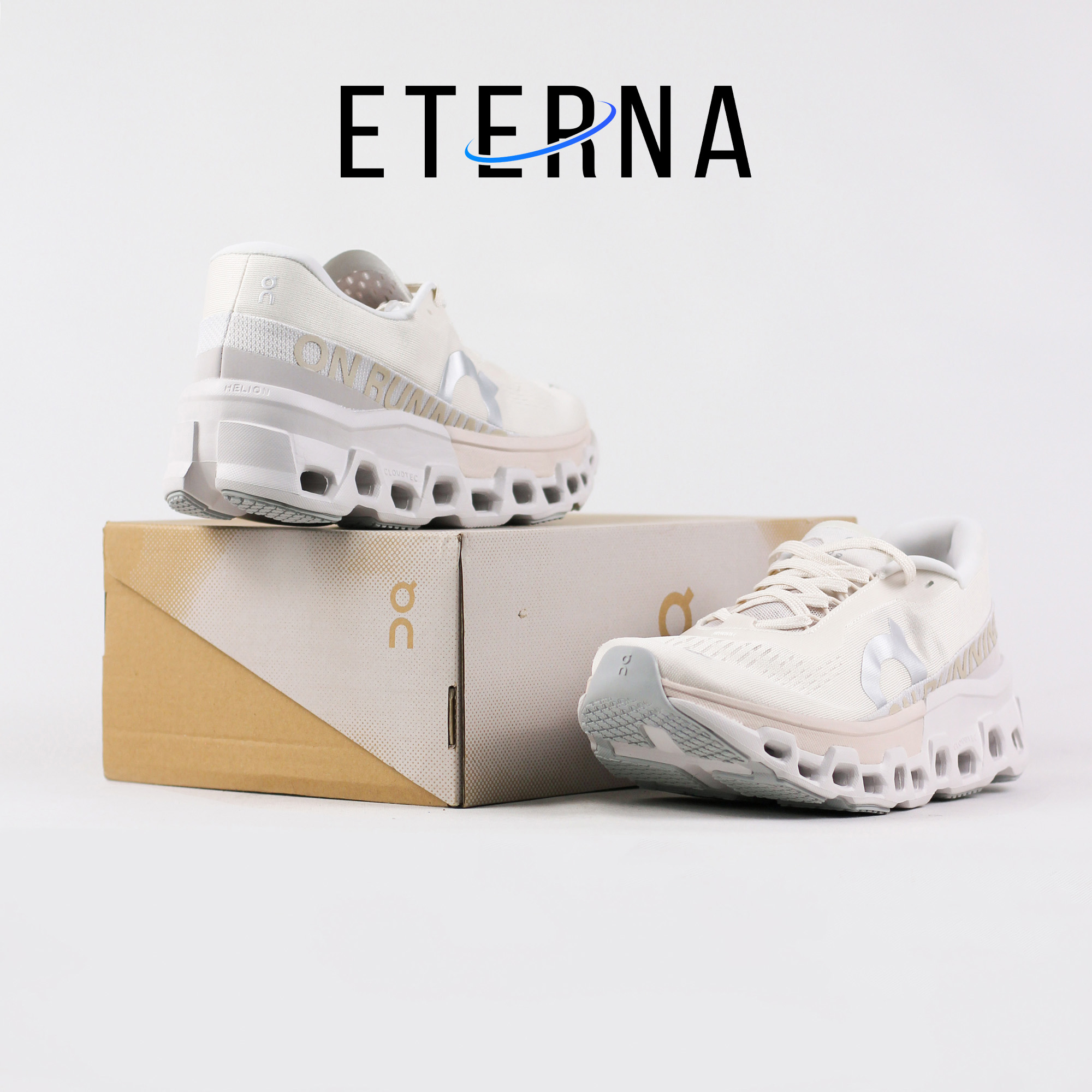 Sepatu On Cloudmonster 2 Sand Frost Beige White Sneakers Authentic - Image 5