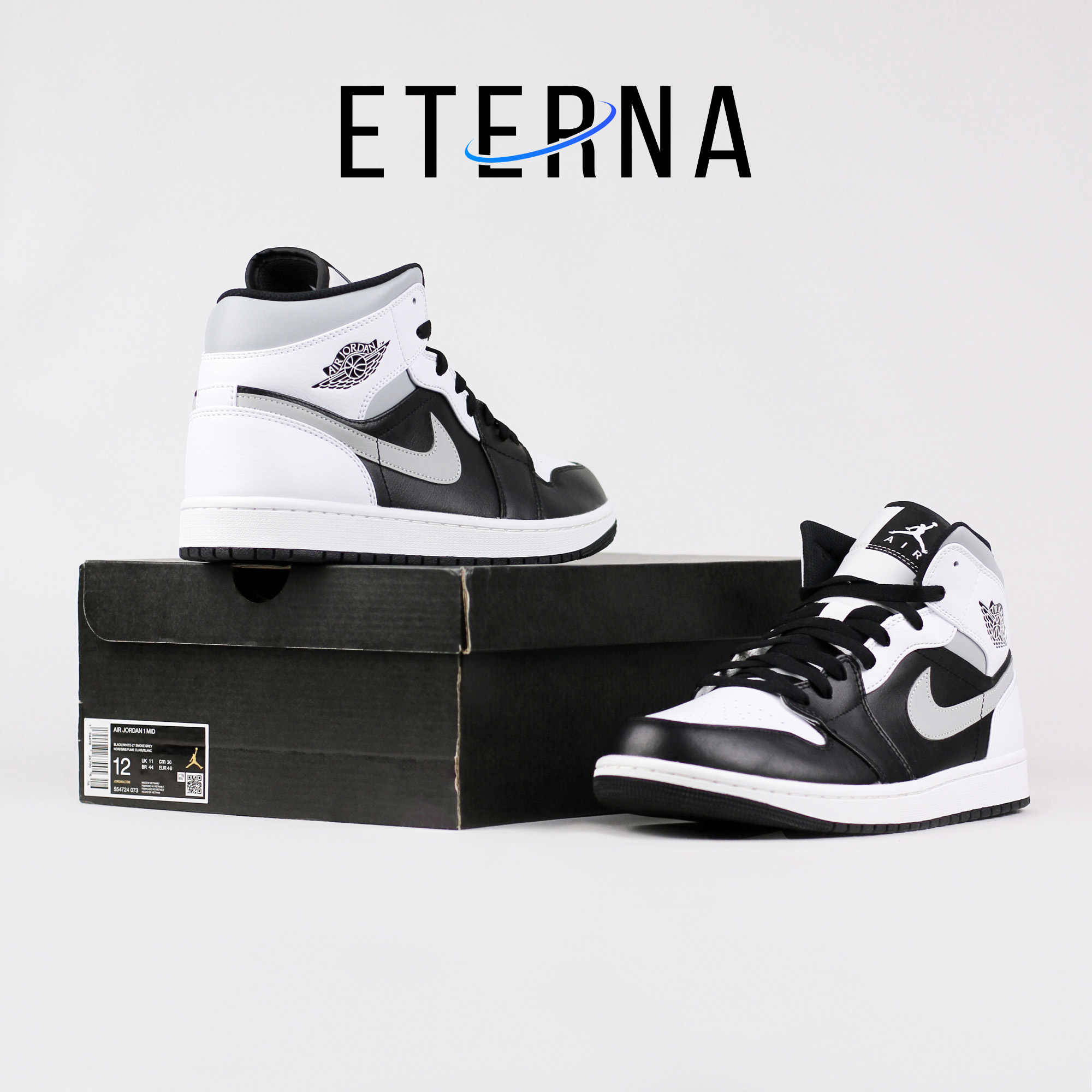 Nike Air Jordan 1 Mid White Shadow Black White Shadow Grey Authentic - Image 5