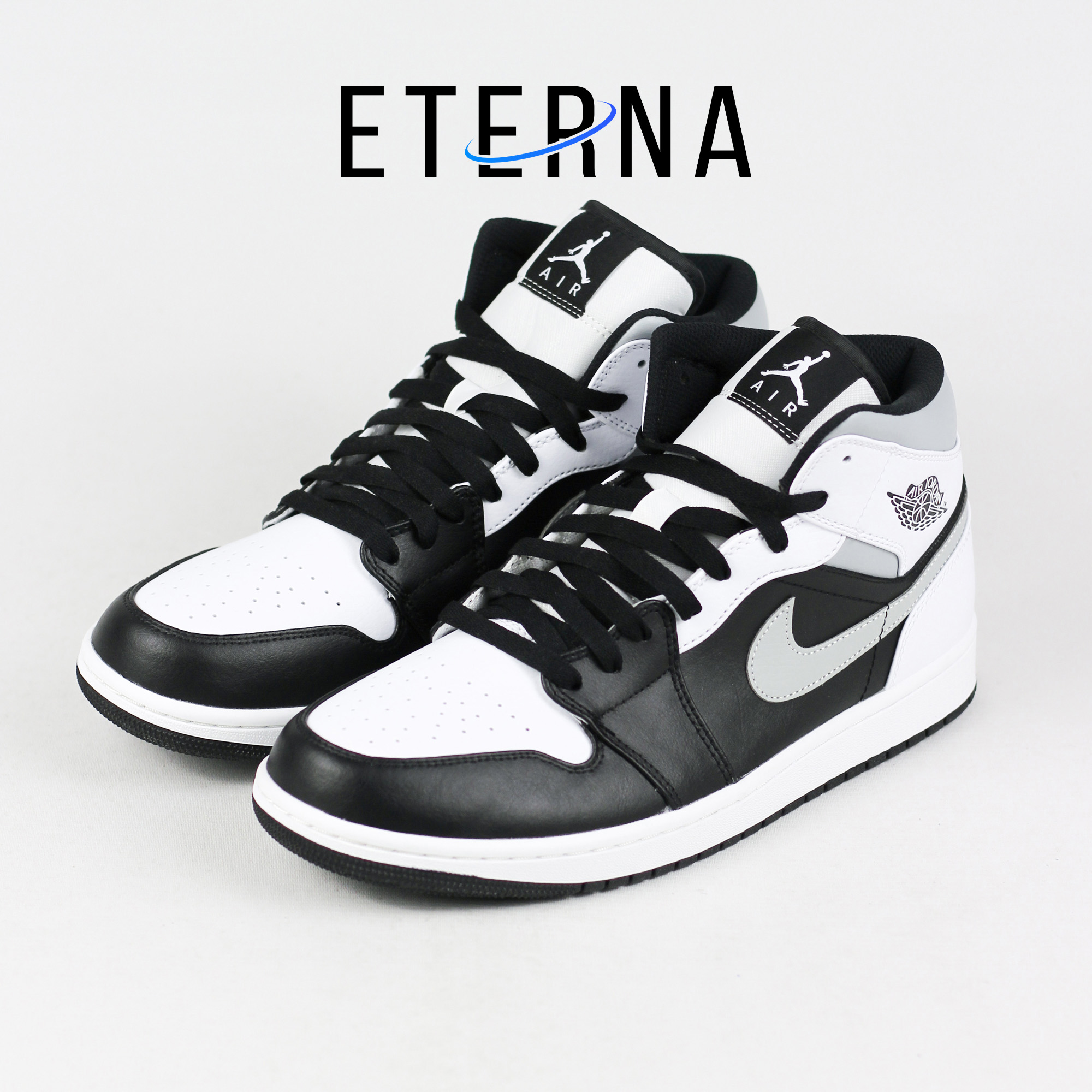 Nike Air Jordan 1 Mid White Shadow Black White Shadow Grey Authentic