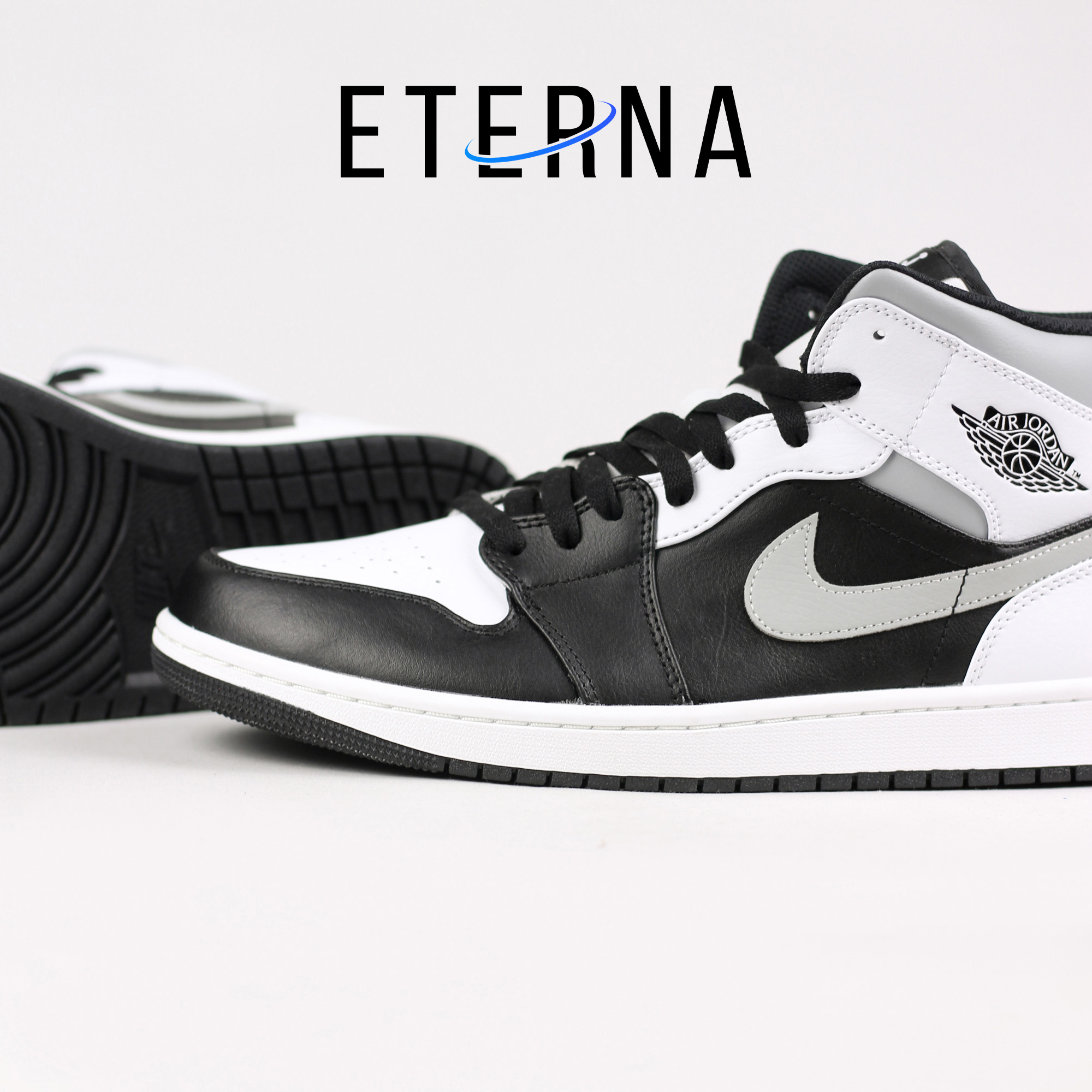 Nike Air Jordan 1 Mid White Shadow Black White Shadow Grey Authentic - Image 3
