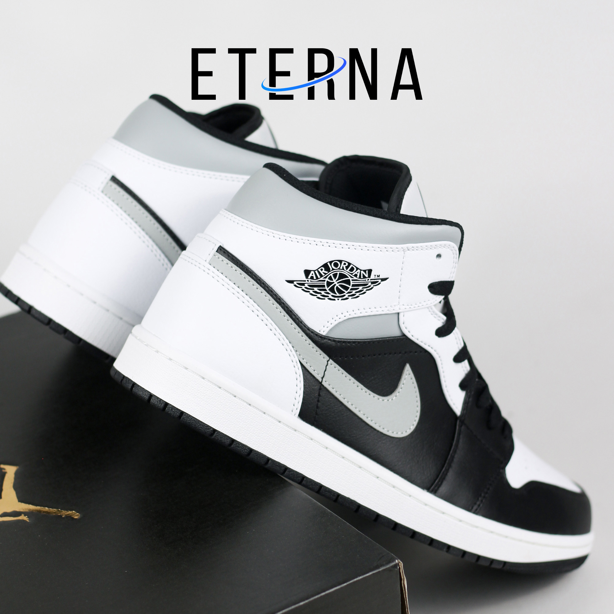 Nike Air Jordan 1 Mid White Shadow Black White Shadow Grey Authentic - Image 4