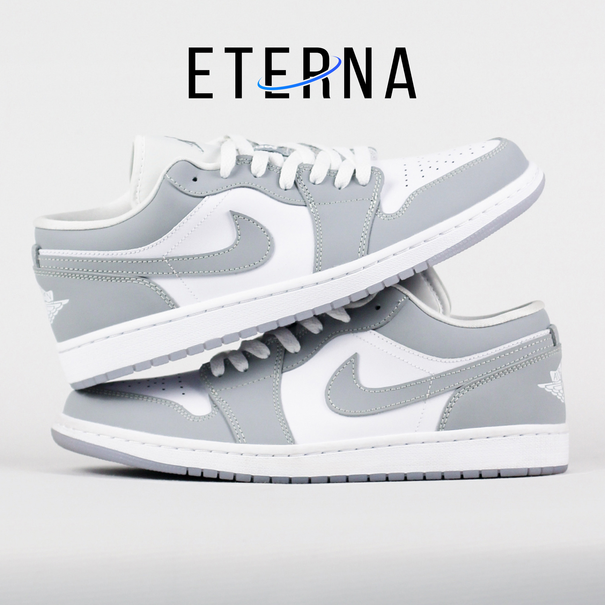 Nike Air Jordan 1 Low White Wolf Grey Aluminum Authentic - Image 2