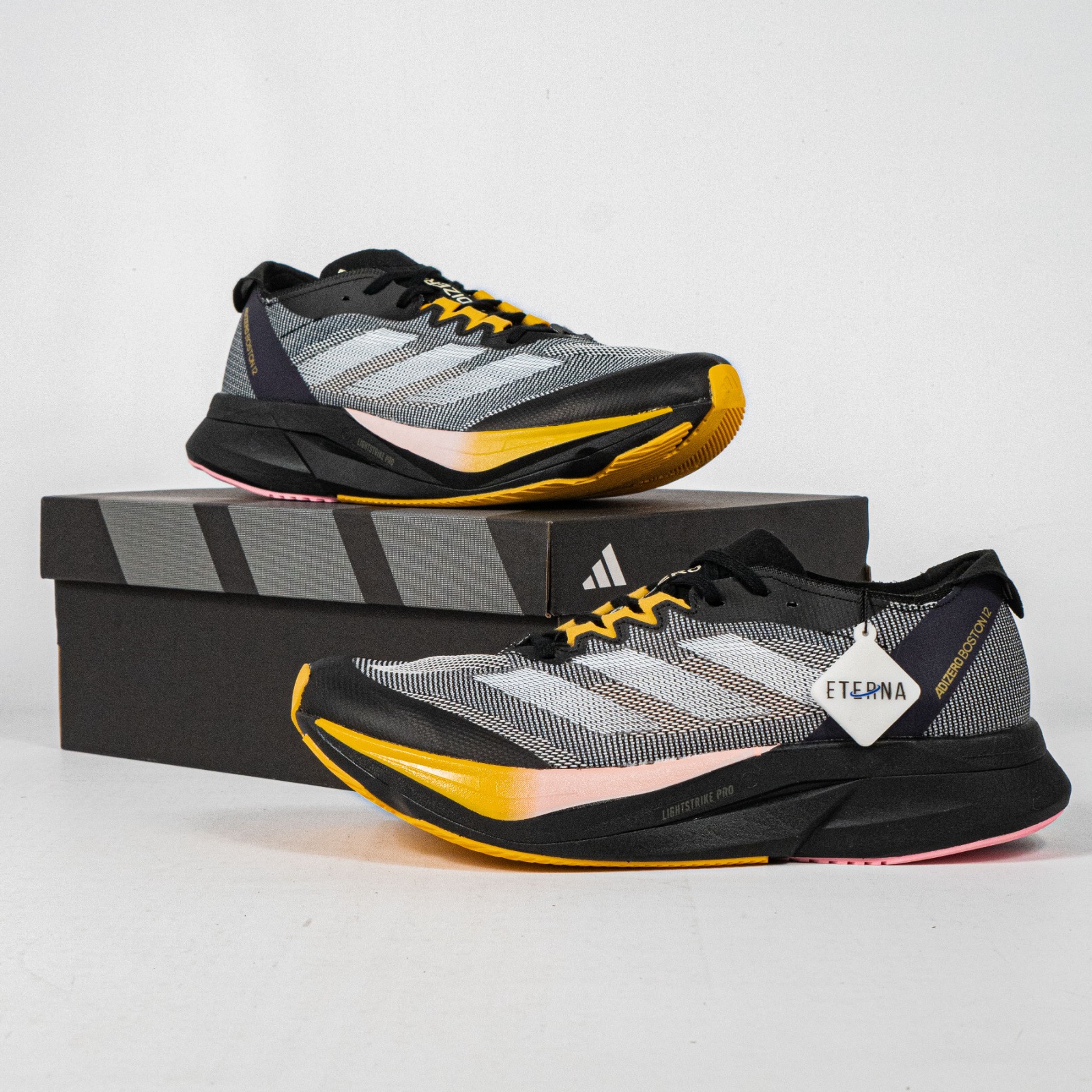 Sepatu Adidas Adizero Boston 12 Black Multicolor Orange Sneakers Authentic - Image 5