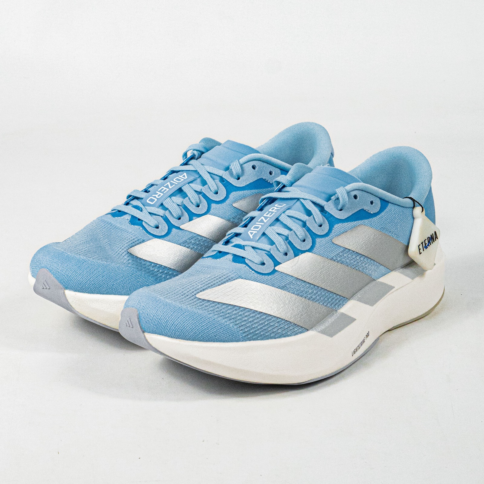 Sepatu Adidas Adizero EVO SL Glow Blue Silver Metallic White Sneakers Authentic