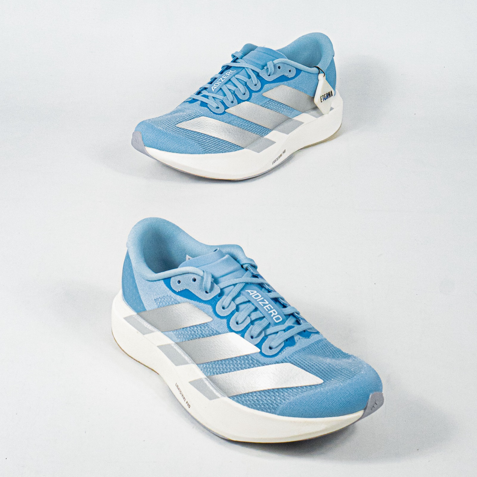 Sepatu Adidas Adizero EVO SL Glow Blue Silver Metallic White Sneakers Authentic - Image 4