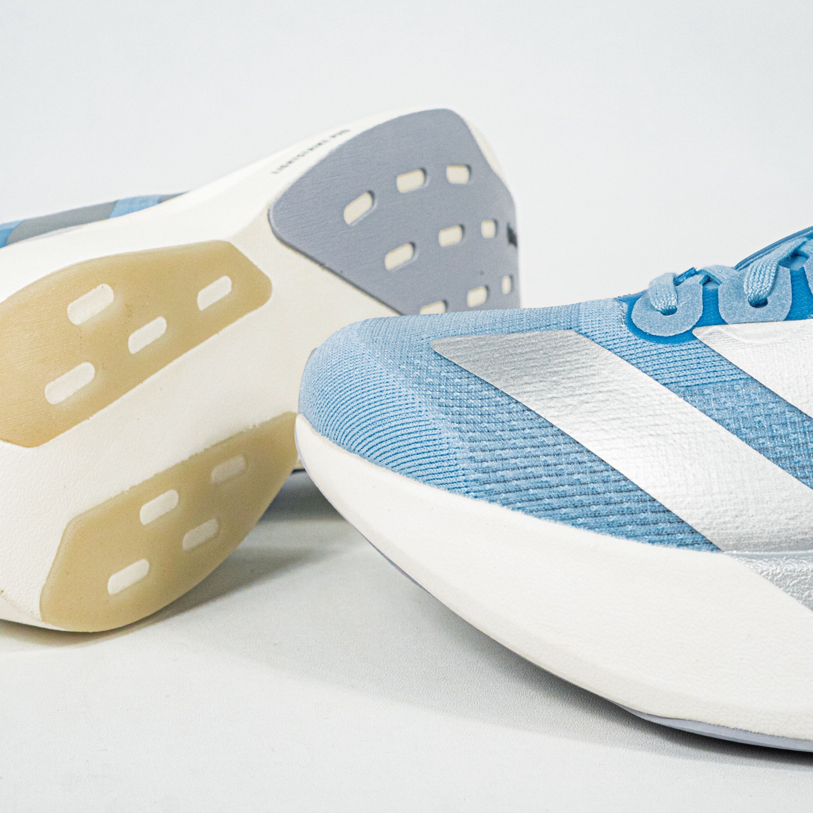 Sepatu Adidas Adizero EVO SL Glow Blue Silver Metallic White Sneakers Authentic - Image 2