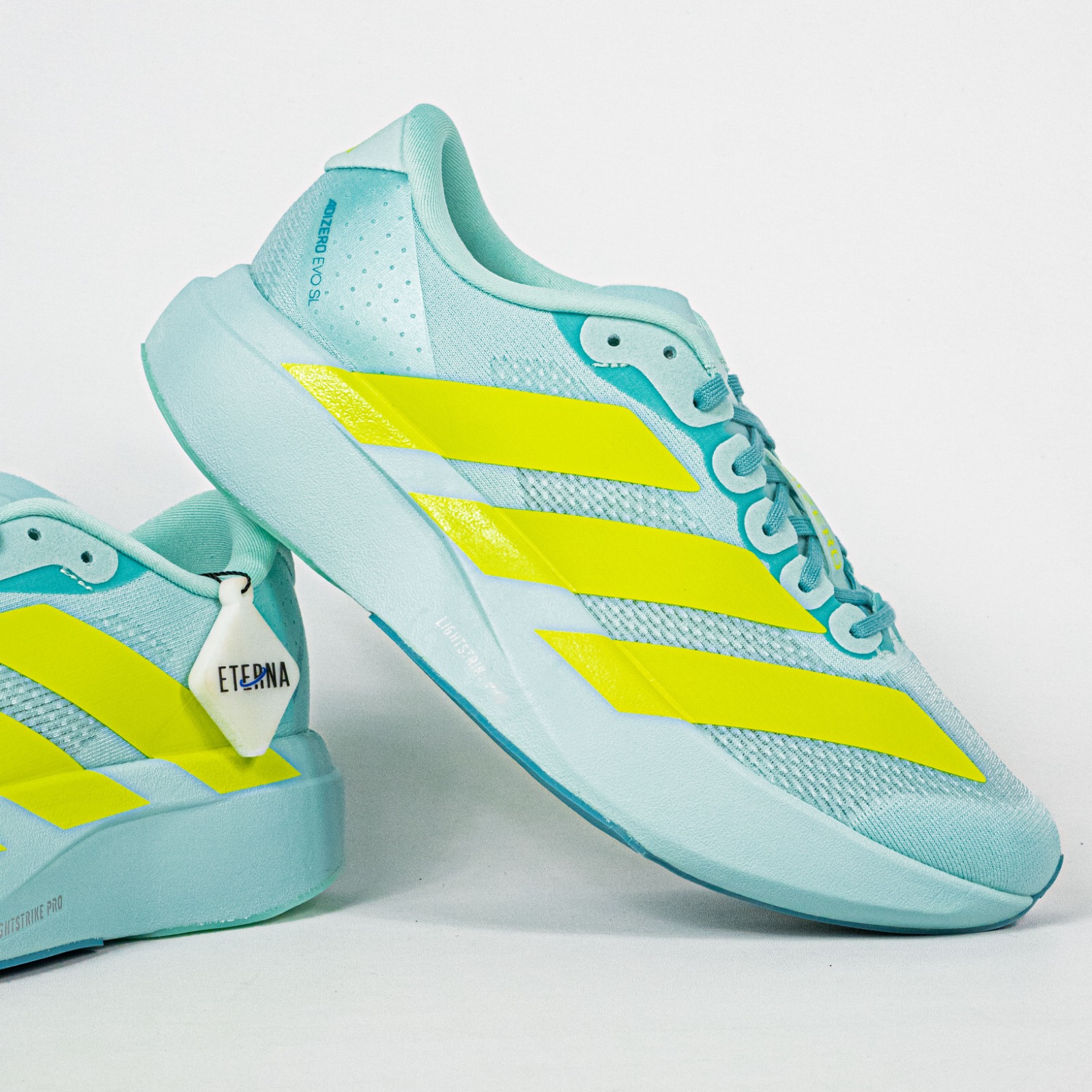 Sepatu Adidas Adizero EVO SL Semi Flash Aqua Lucid Lemon Sneakers Authentic - Image 3