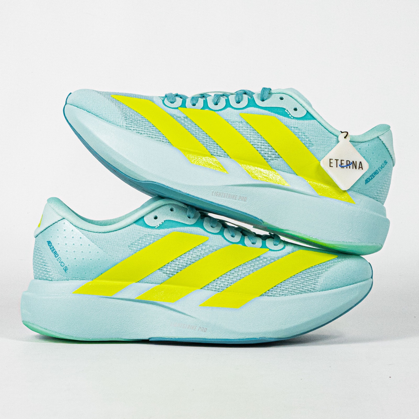 Sepatu Adidas Adizero EVO SL Semi Flash Aqua Lucid Lemon Sneakers Authentic - Image 5