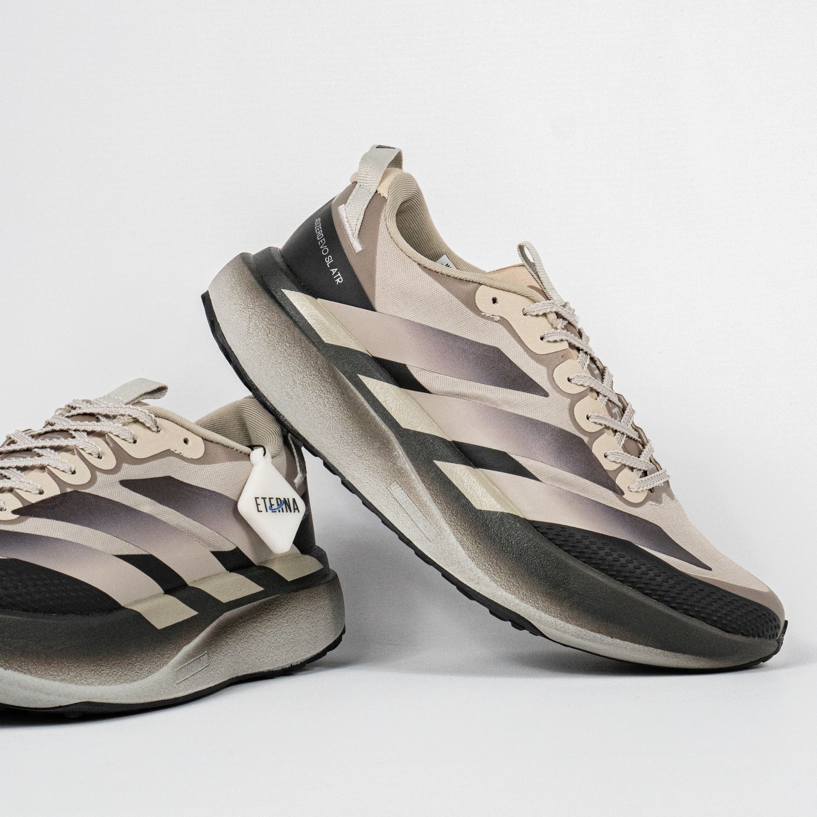 Sepatu Adidas Adizero EVO SL ATR Light Brown Silver Pebble Sneakers Authentic - Image 3