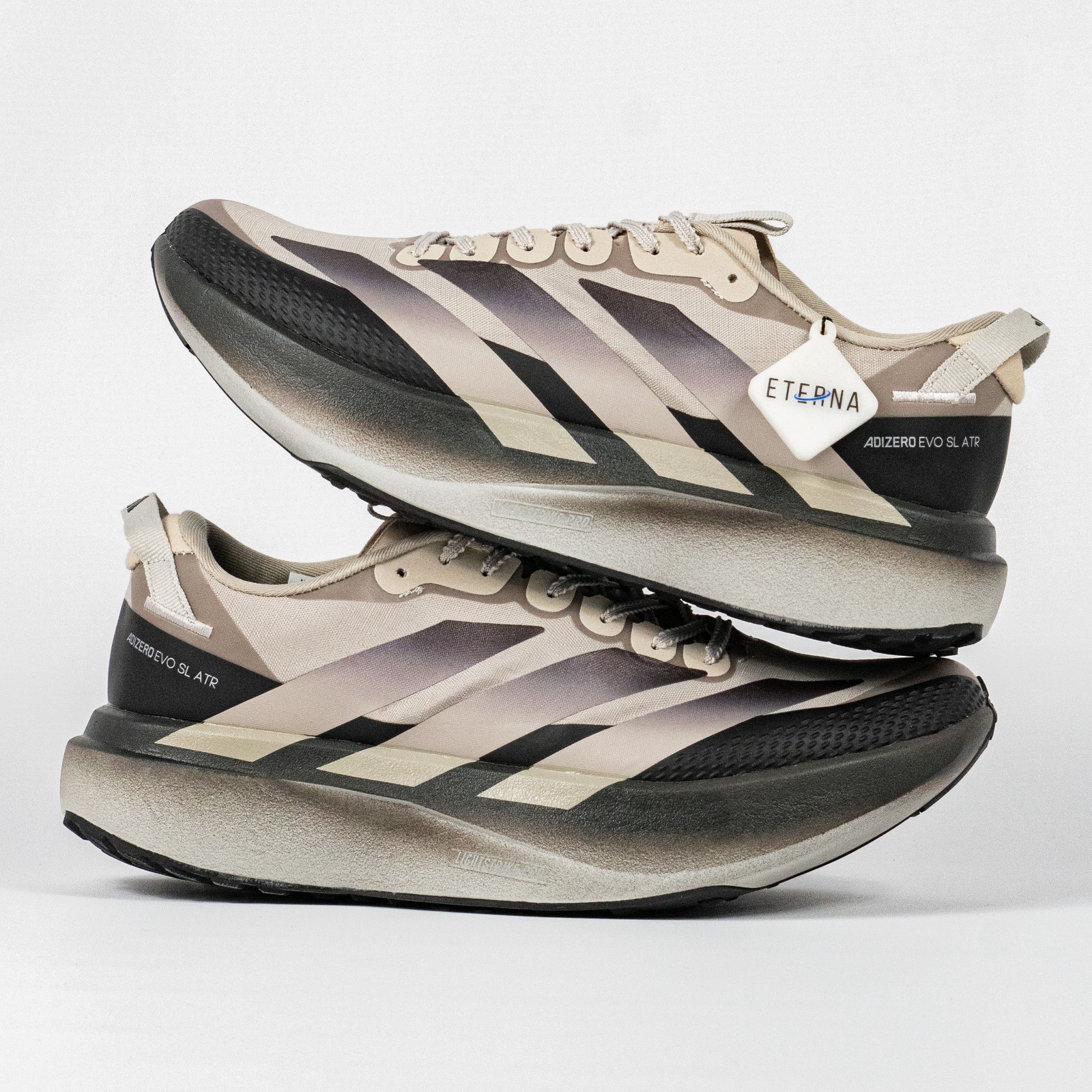 Sepatu Adidas Adizero EVO SL ATR Light Brown Silver Pebble Sneakers Authentic - Image 4