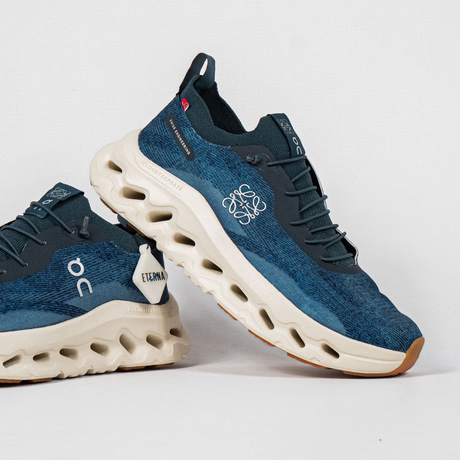 Sepatu On Running Cloudtilt LOEWE Denim Blue White Sneakers Unisex Sepatu Lari Olahraga Gym Pria Wanita - Image 3