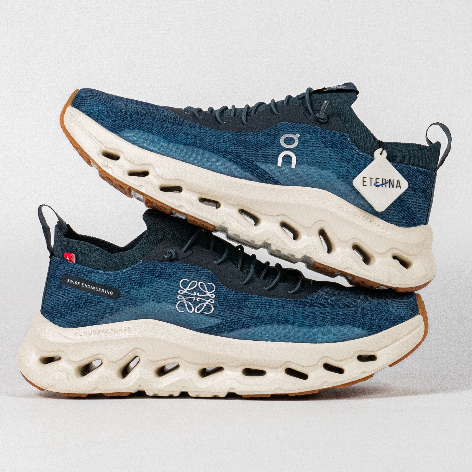 Sepatu On Running Cloudtilt LOEWE Denim Blue White Sneakers Unisex Sepatu Lari Olahraga Gym Pria Wanita - Image 4