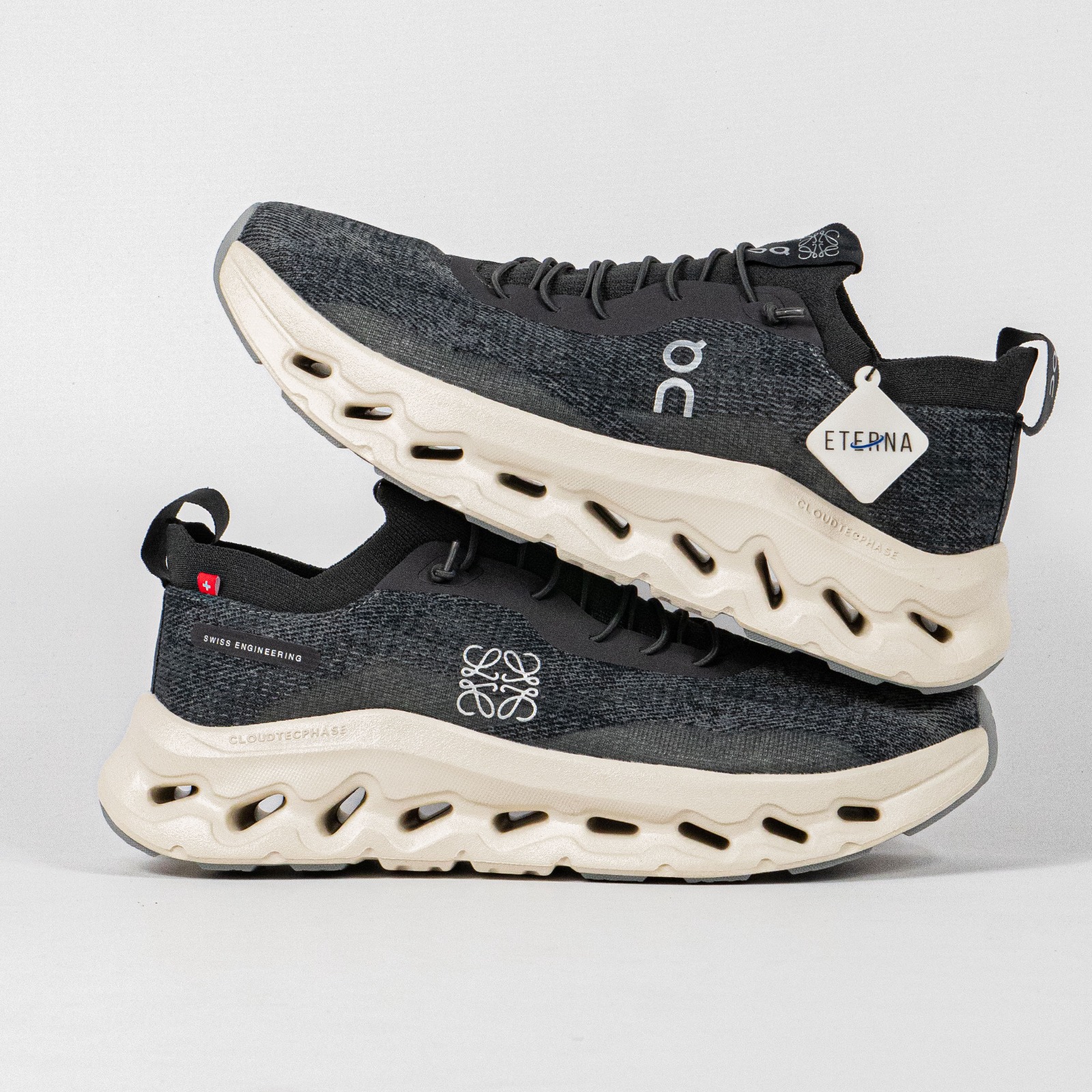 Sepatu On Running Cloudtilt LOEWE Denim Grey Black White Sneakers Unisex Sepatu Lari Olahraga Gym Pria Wanita - Image 4