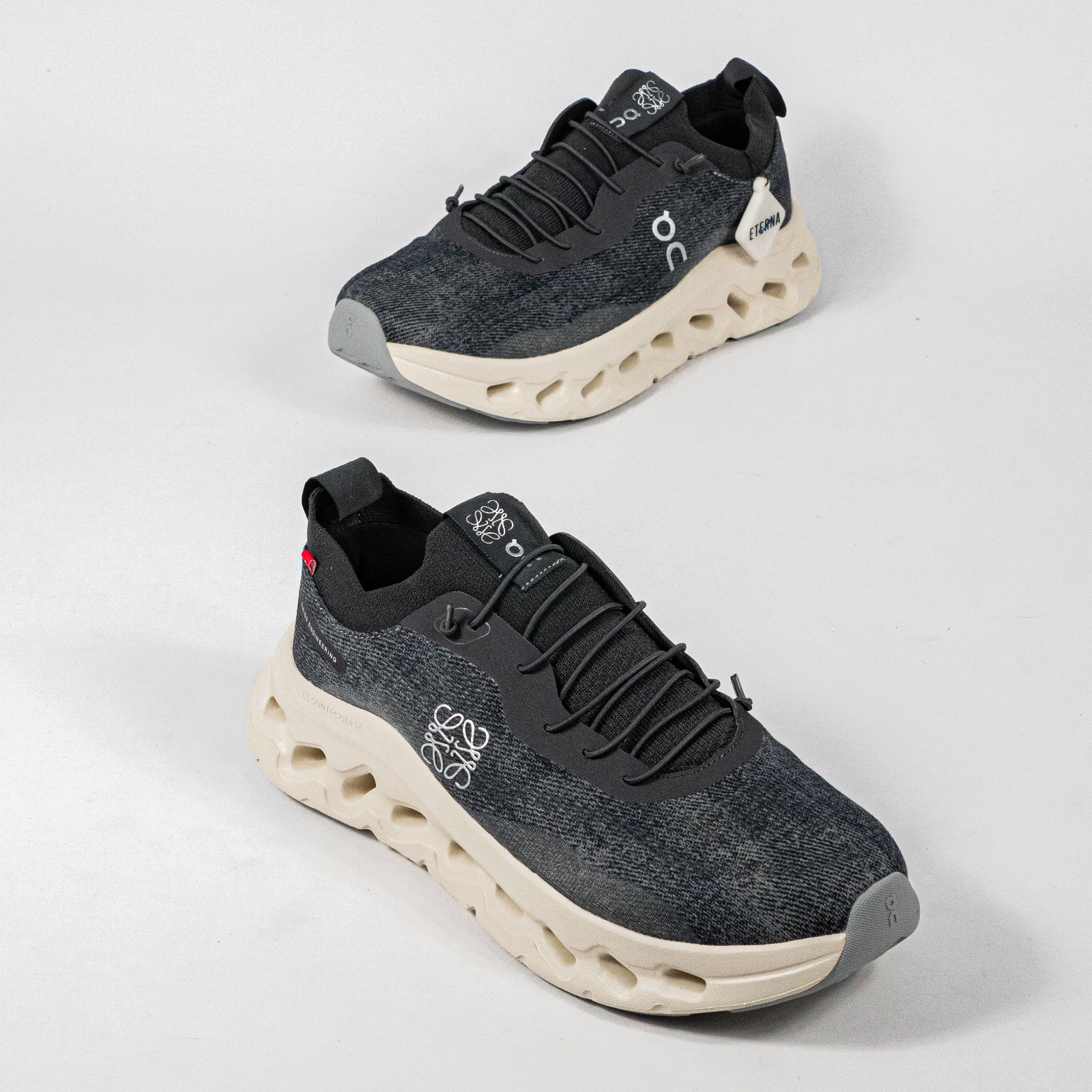 Sepatu On Running Cloudtilt LOEWE Denim Grey Black White Sneakers Unisex Sepatu Lari Olahraga Gym Pria Wanita - Image 5