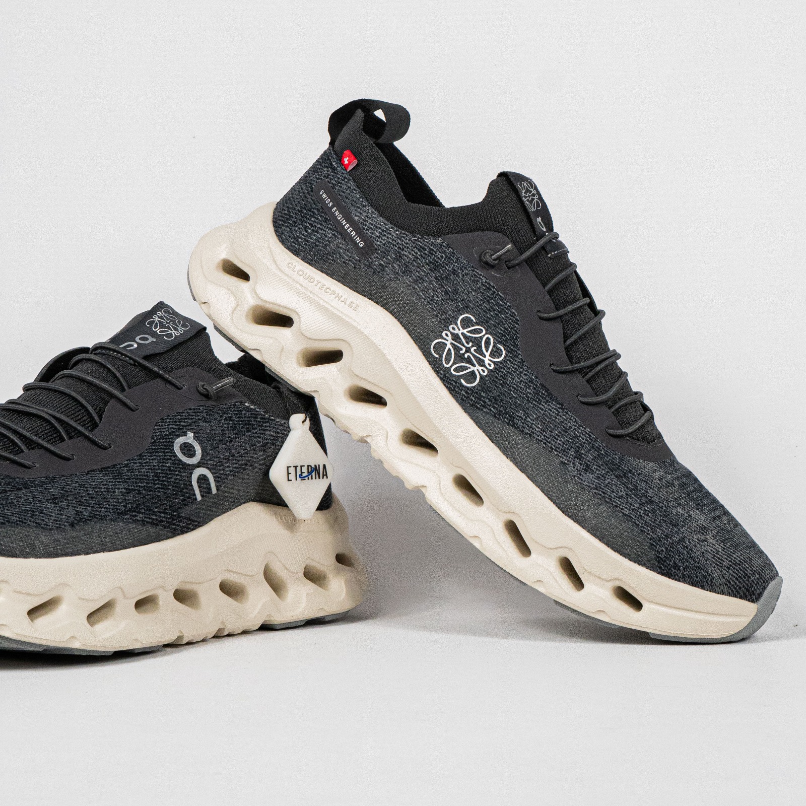 Sepatu On Running Cloudtilt LOEWE Denim Grey Black White Sneakers Unisex Sepatu Lari Olahraga Gym Pria Wanita - Image 3