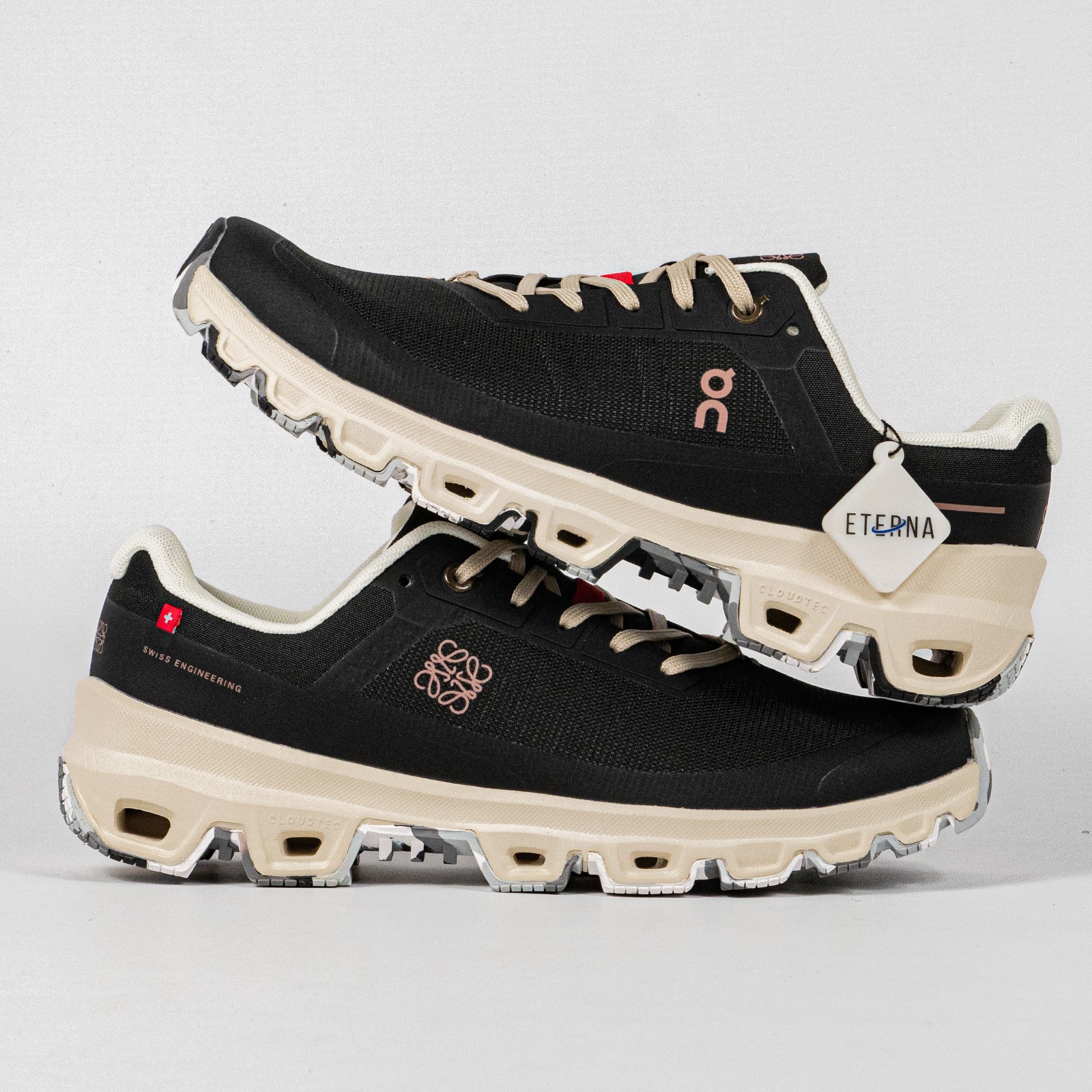 Sepatu On Running Cloudventure Black Cream Sneakers Unisex Sepatu Lari Olahraga Gym Pria Wanita - Image 4