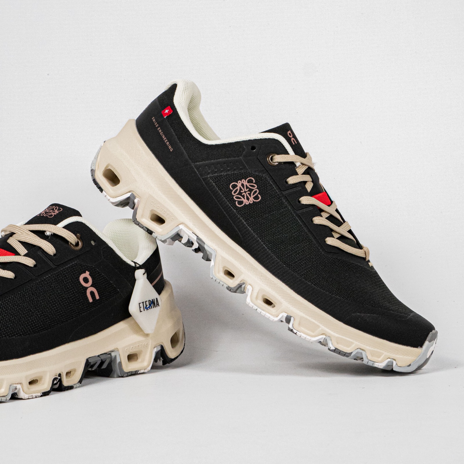 Sepatu On Running Cloudventure Black Cream Sneakers Unisex Sepatu Lari Olahraga Gym Pria Wanita - Image 3