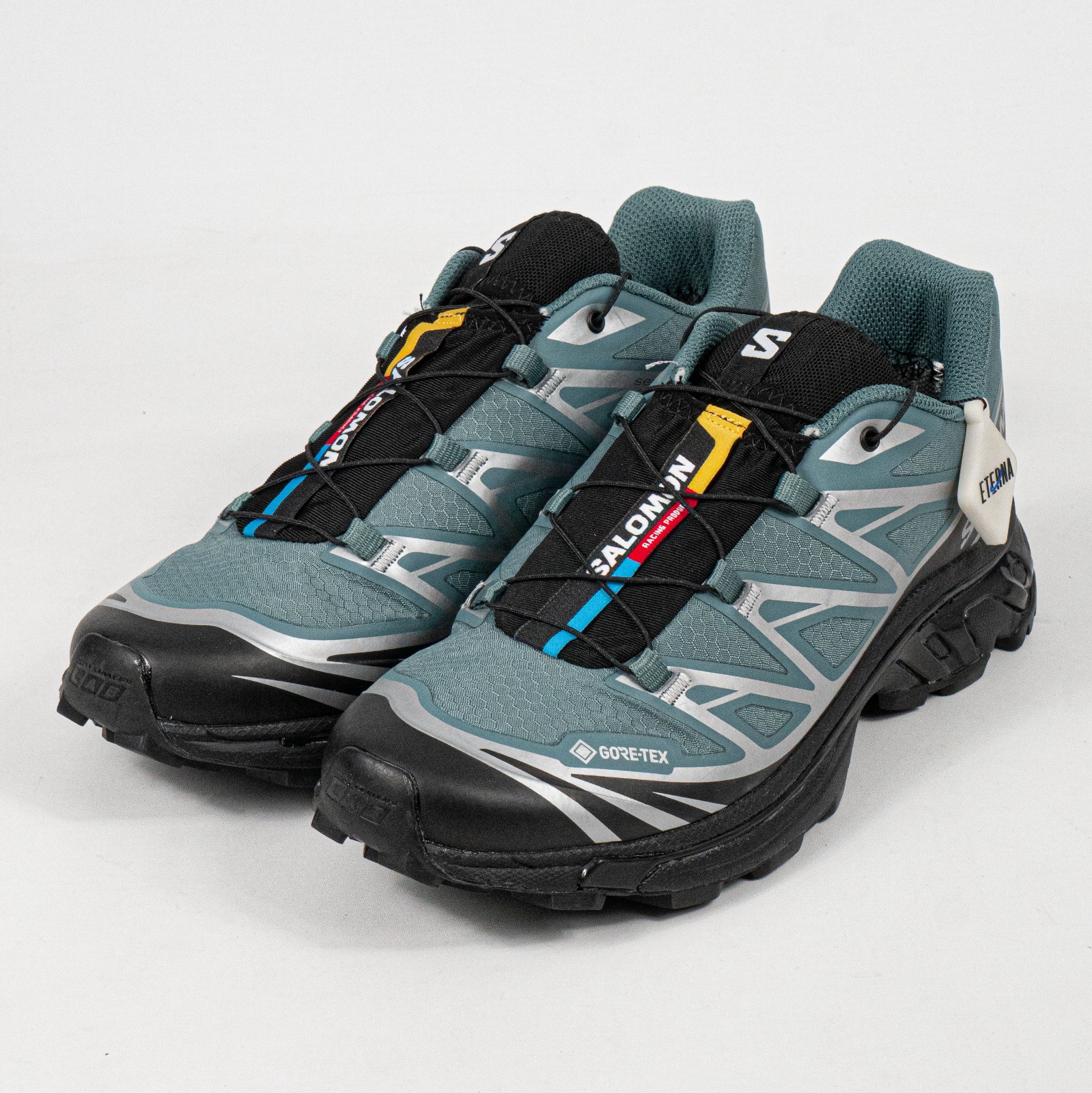 Sepatu Salomon XT-6 GTX North Atlantic Black Turquoise Outdoor Trail Running Sneakers Unisex Sepatu Lari Olahraga Gym Pria Wanita