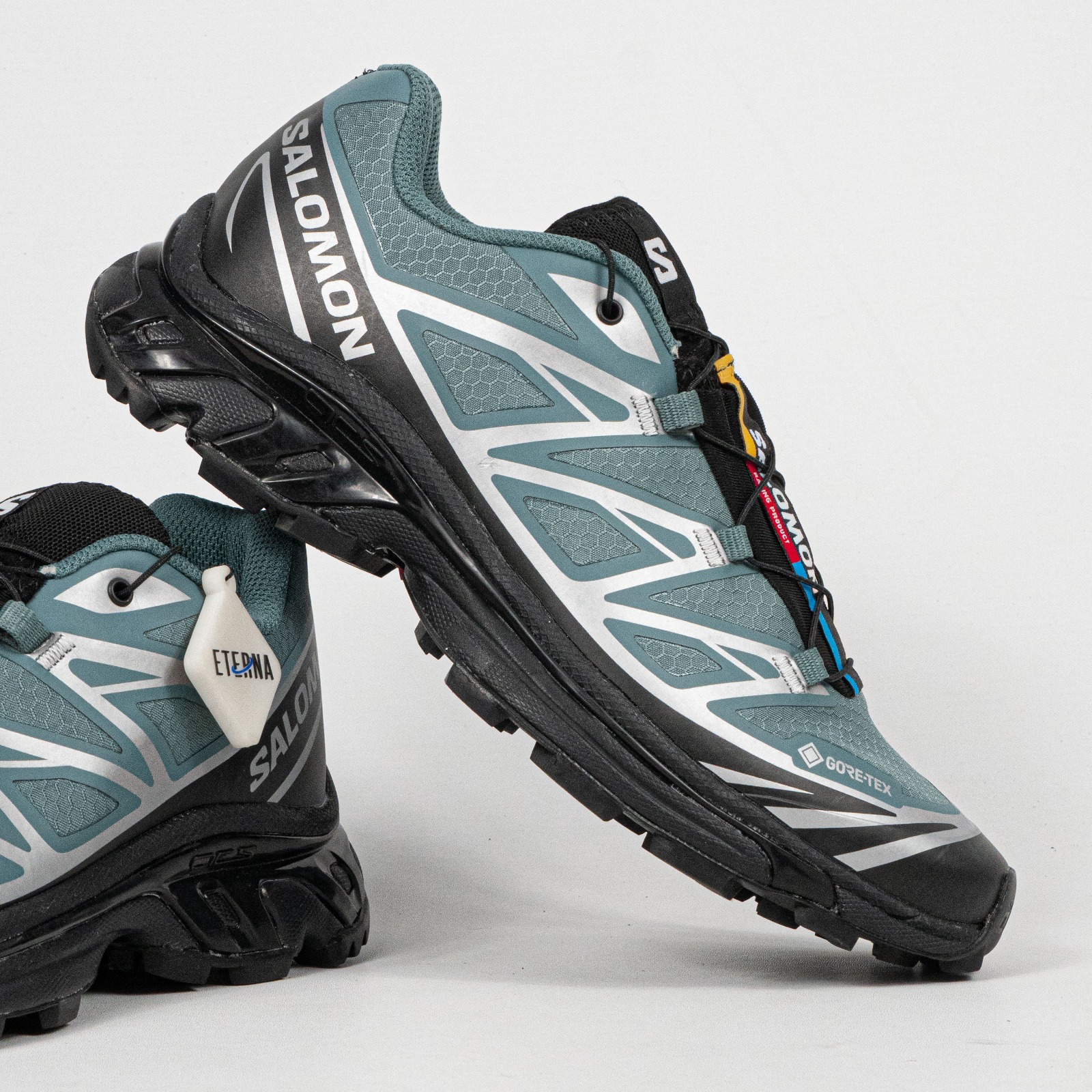 Sepatu Salomon XT-6 GTX North Atlantic Black Turquoise Outdoor Trail Running Sneakers Unisex Sepatu Lari Olahraga Gym Pria Wanita - Image 3