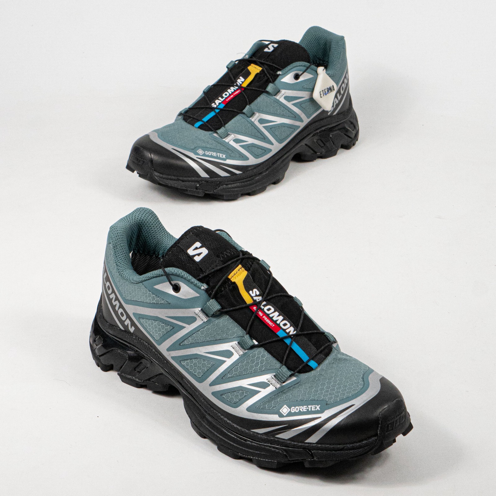 Sepatu Salomon XT-6 GTX North Atlantic Black Turquoise Outdoor Trail Running Sneakers Unisex Sepatu Lari Olahraga Gym Pria Wanita - Image 4