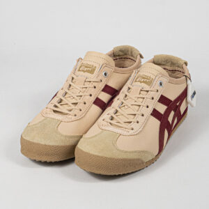 Sepatu Onitsuka Tiger Mexico 66 Laces Soft SD Vintage Beige Beet Red Leather Unisex Sneakers Casual Authentic