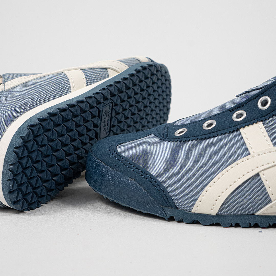 Sepatu Onitsuka Tiger Mexico 66 Paraty Slip On Blue Chambray Canvas Unisex Sneakers Casual Authentic - Image 2