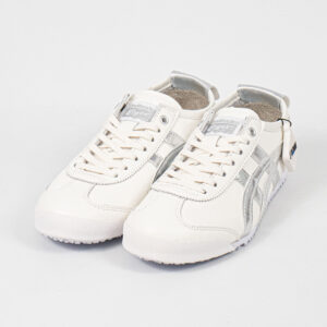 Sepatu Onitsuka Tiger Mexico 66 Slip On Leather White Metallic Silver Unisex Sneakers Casual Authentic